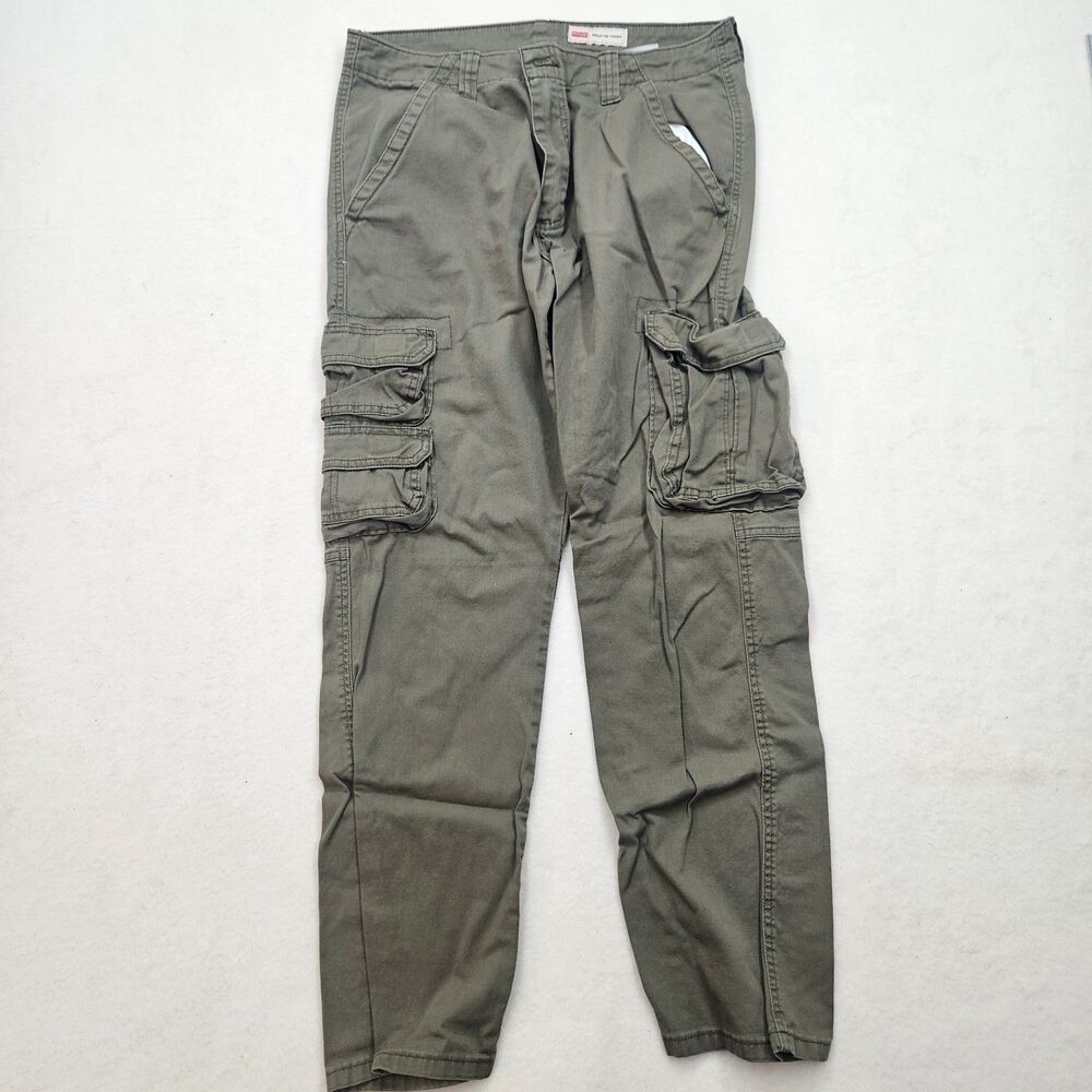 Wrangler Men's Regular Taper Cargo Pants Size 33x30 Olive Green Stretch Cotton